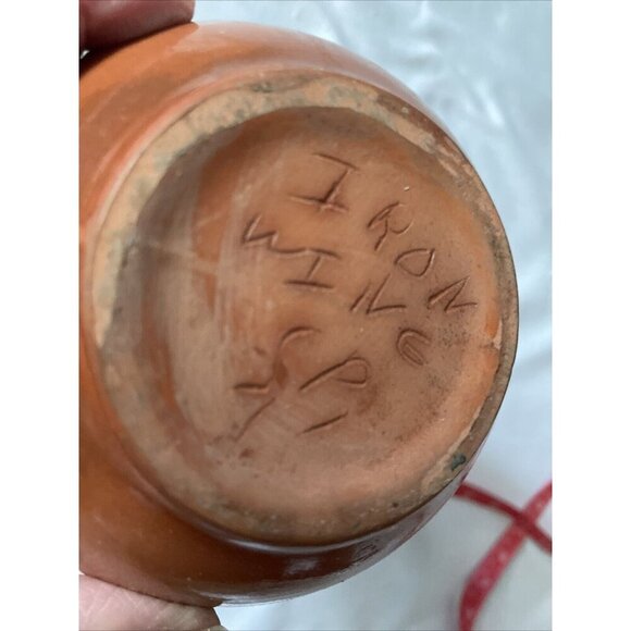 Handcrafted Native American Style Terra Cotta Vase W/ White Geometric Patterns - Picture 5 of 14